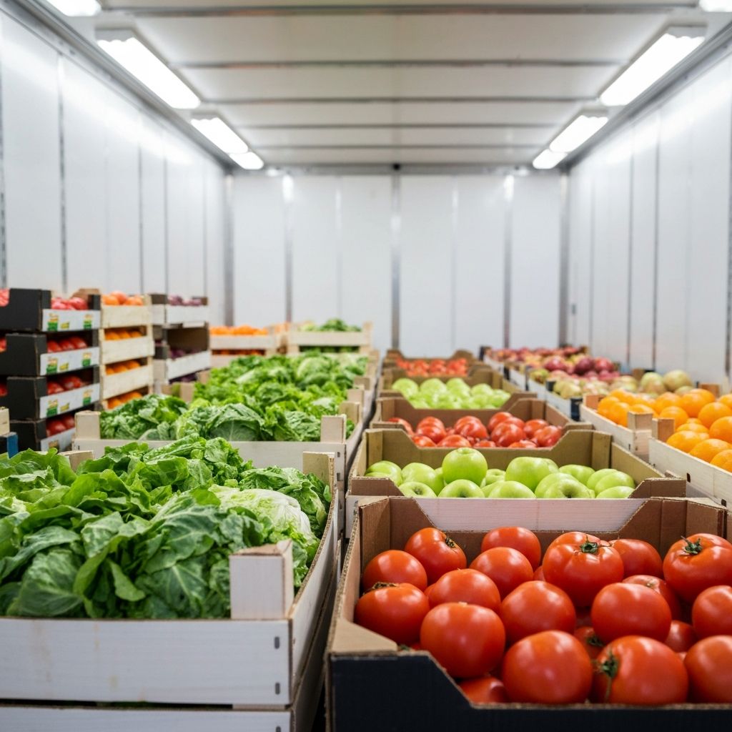 Fresh produce inside temperature-controlled trailer